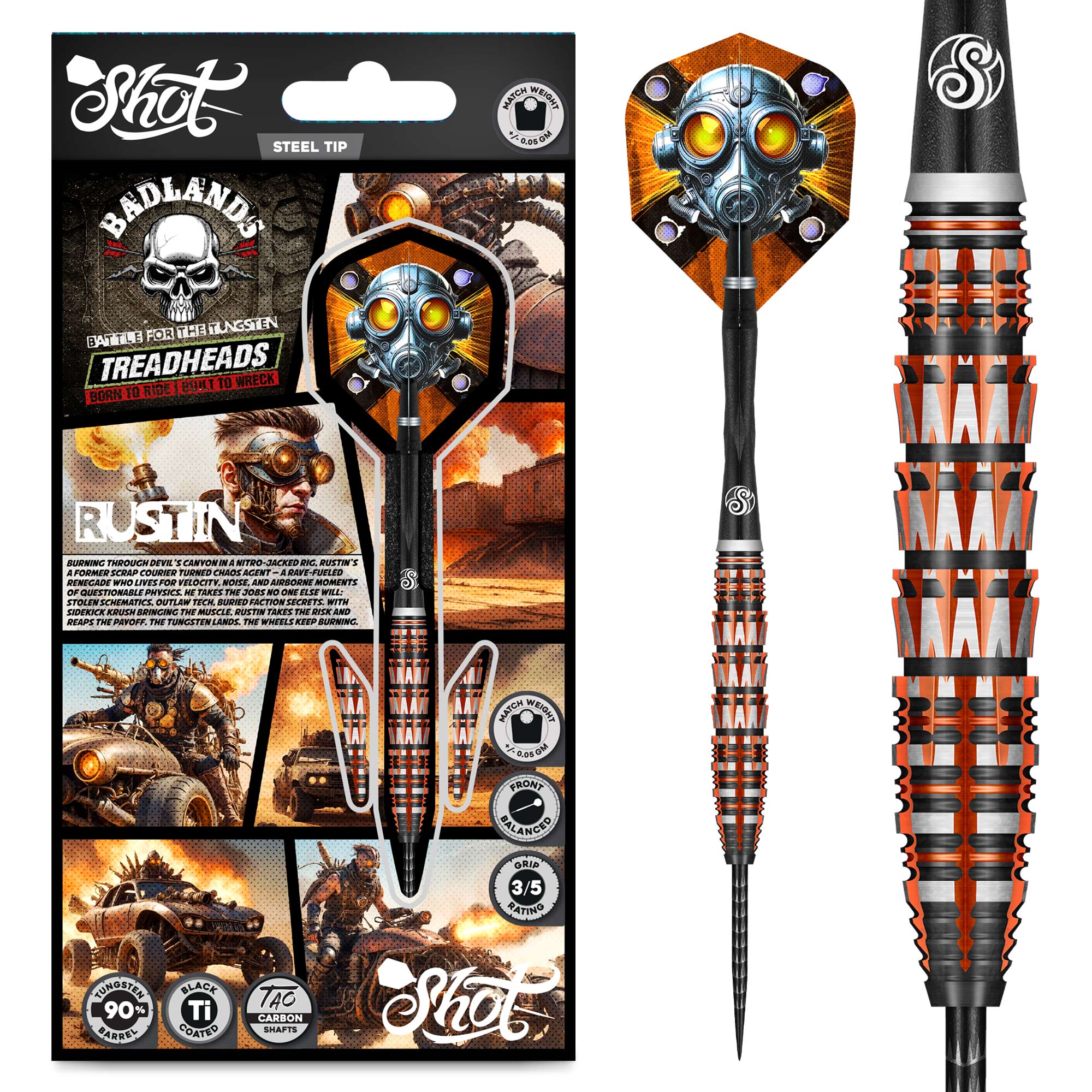SHOT - BADLANDS RUSTIN 90% TUNGSTEN DARTS 24g