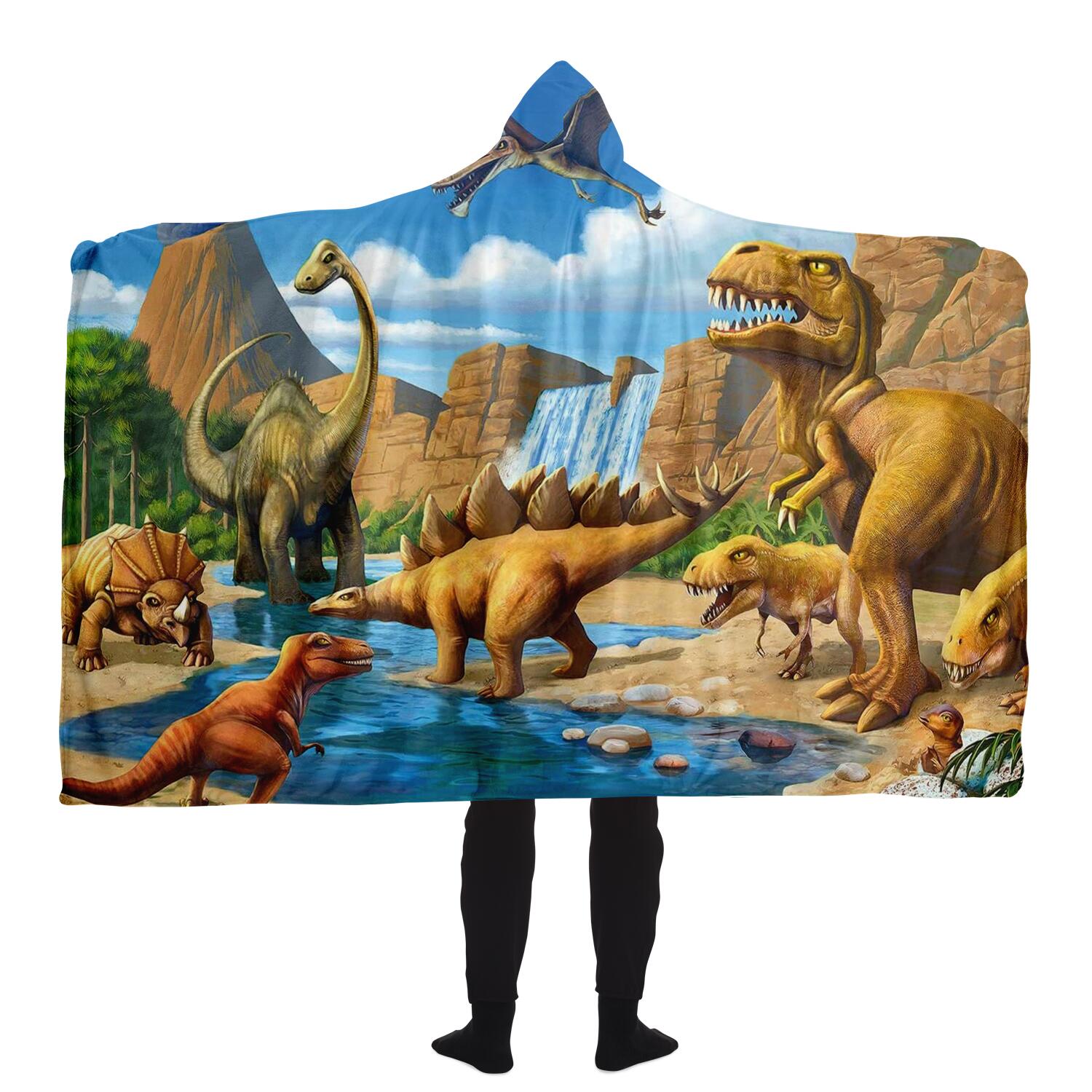 Dinosaur Themed Hooded Blanket