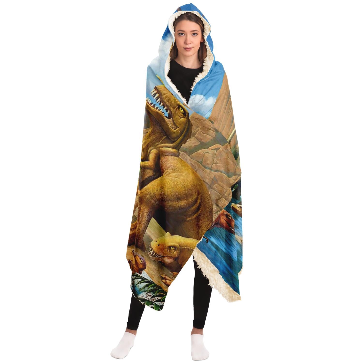 Dinosaur Themed Hooded Blanket