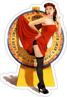 Red Head and Dress Pin Up Sticker