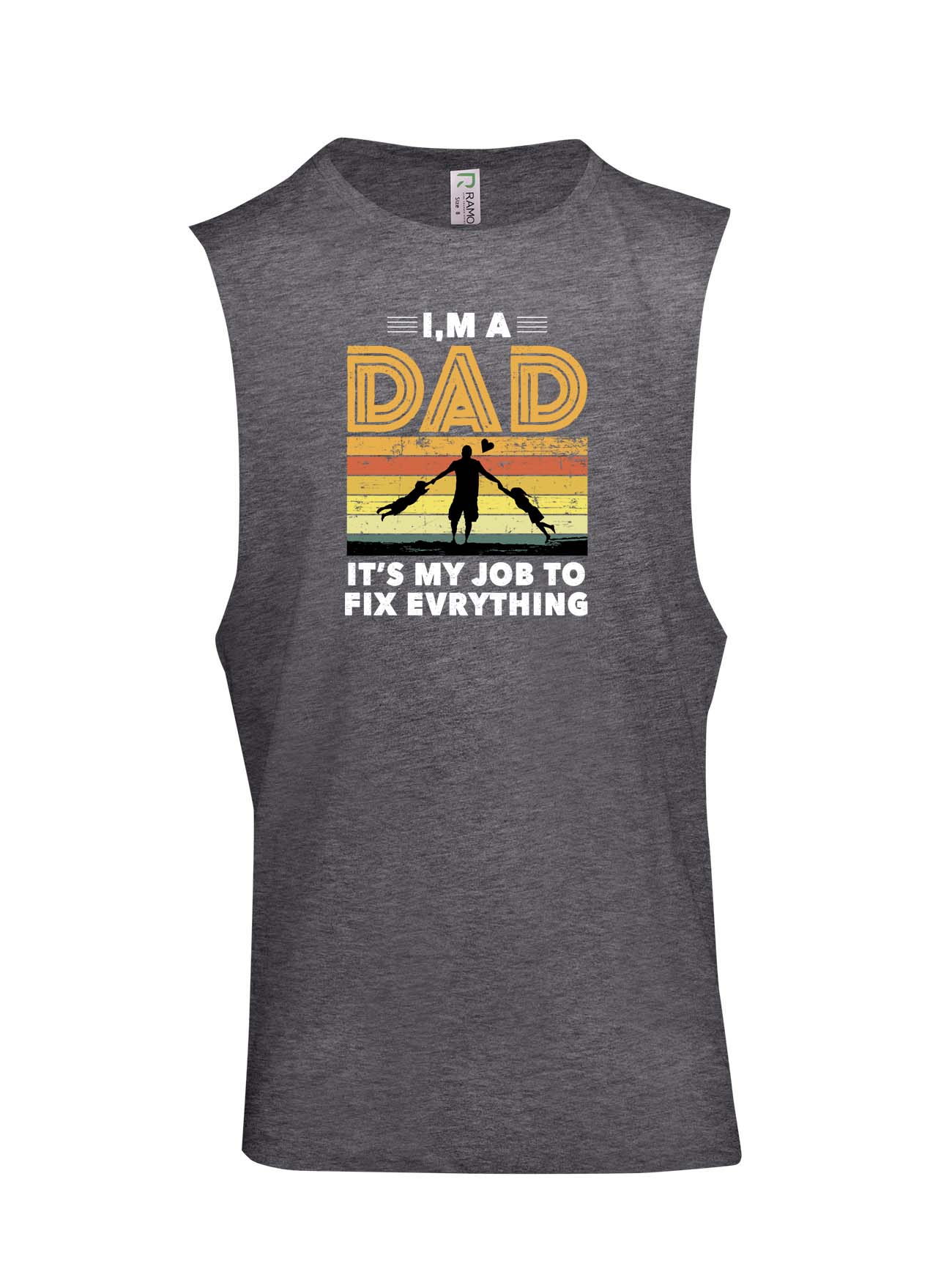Dad's Job to Fix Everything Logo - Fathers Day Muscle T