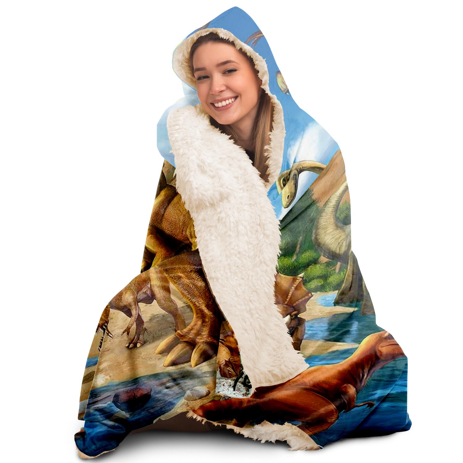 Dinosaur Themed Hooded Blanket