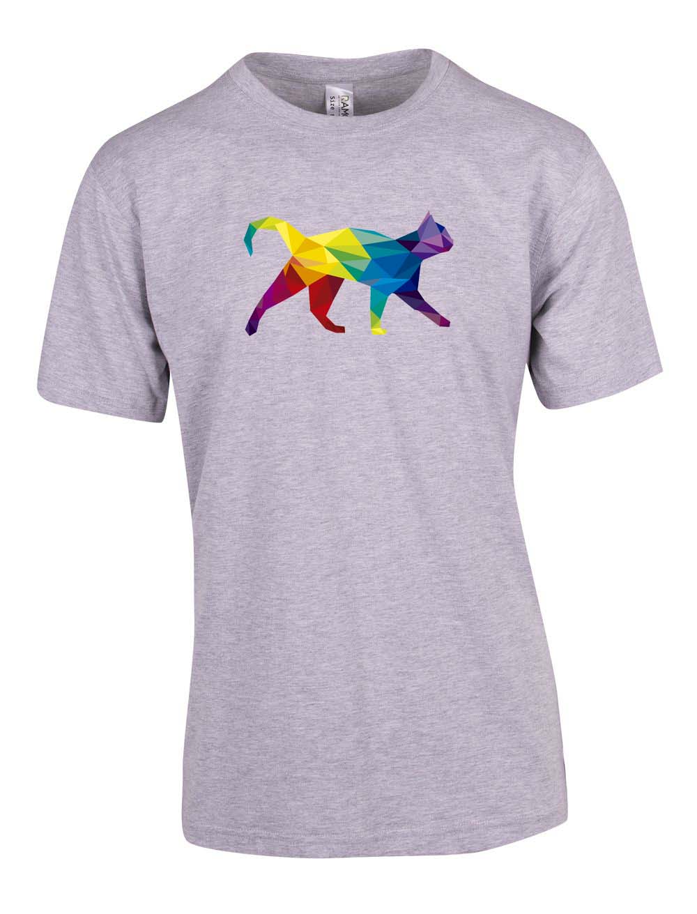 Perth Animal Rescue - Rainbow Coloured Cat logo double sided T-Shirt