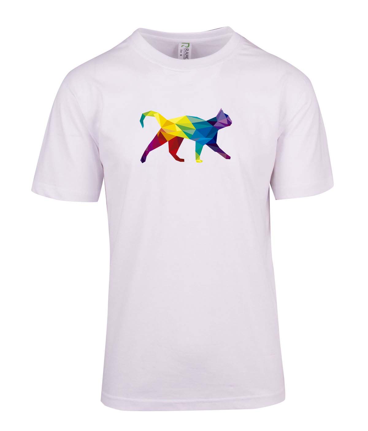 Perth Animal Rescue - Rainbow Coloured Cat logo double sided T-Shirt