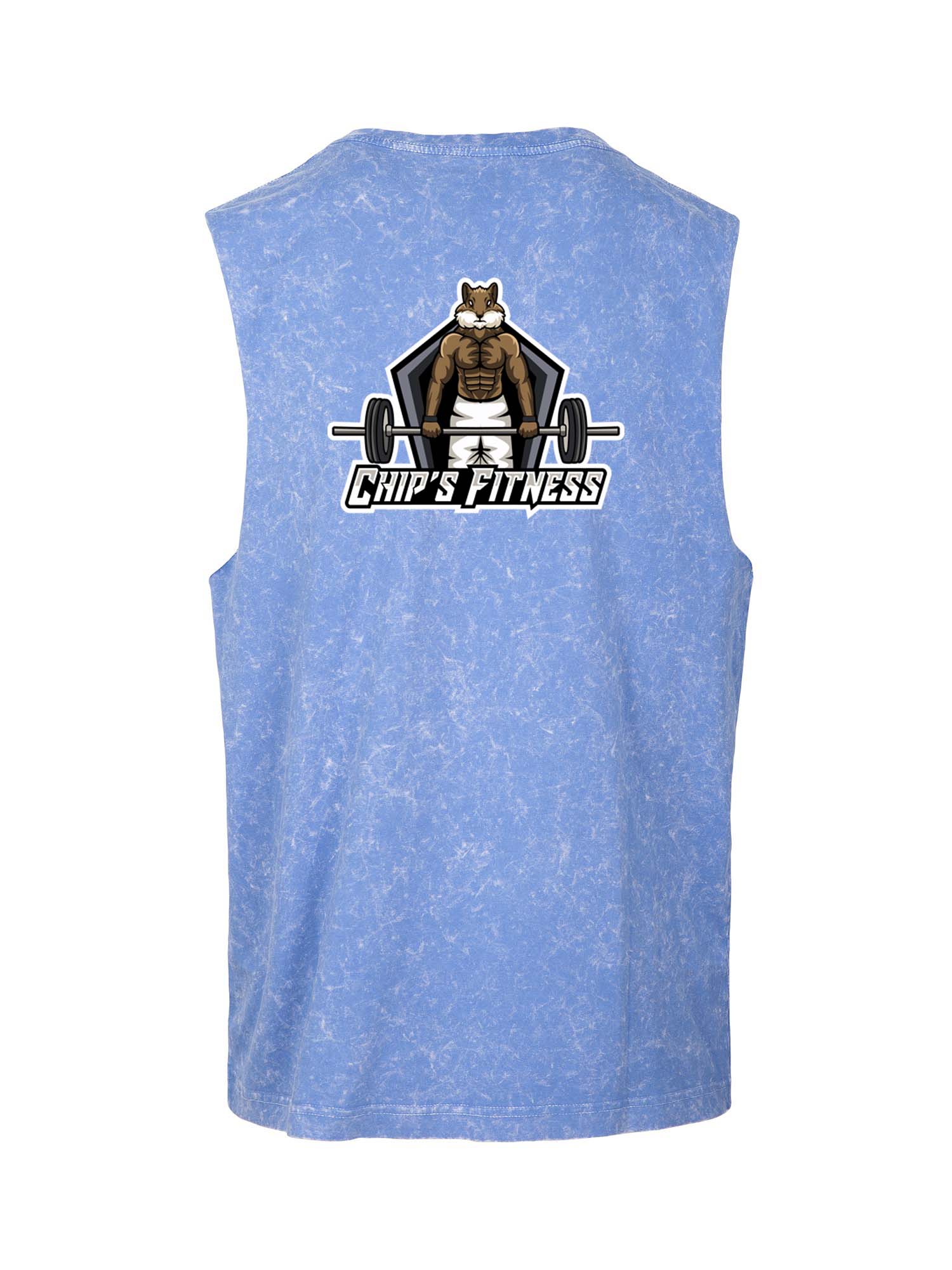 Chip's Fitness Logo Muscle T stone wash double sided