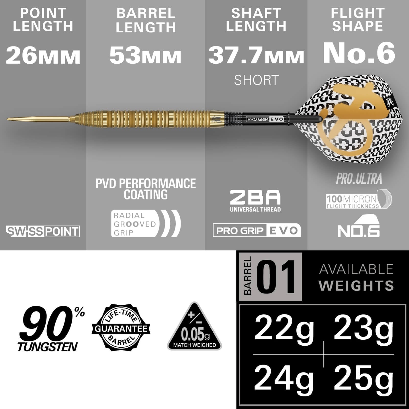 TARGET - BOLIDE ENVY 01 DARTS - SWISS POINT - 90% TUNGSTEN - 22G 23G 24G 25G