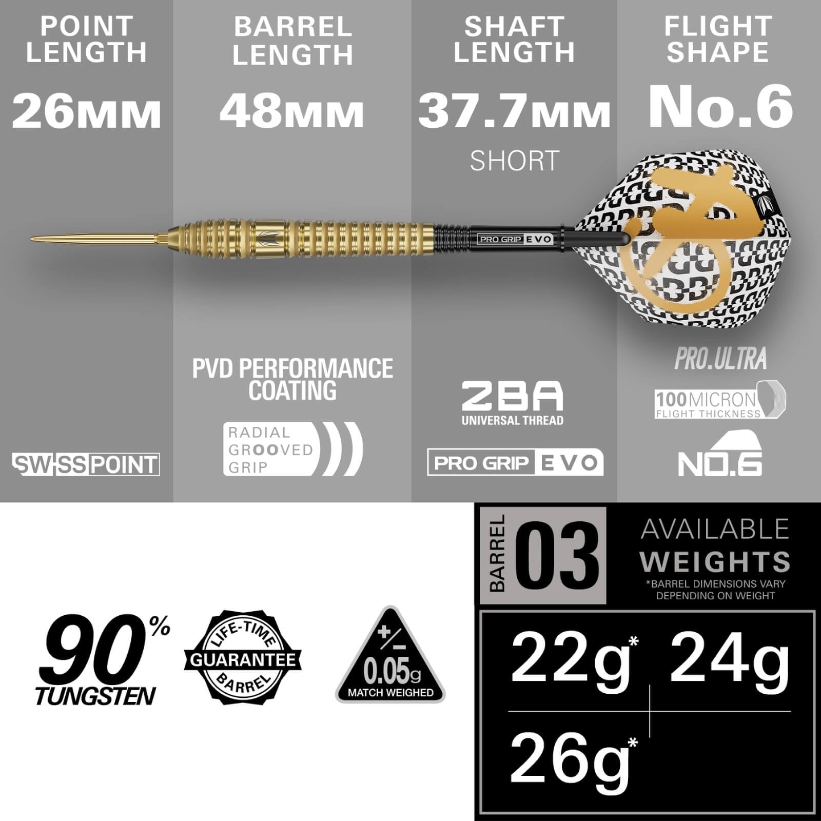 TARGET - BOLIDE ENVY 03 DARTS - SWISS POINT - 90% TUNGSTEN - 22G 24G 26G