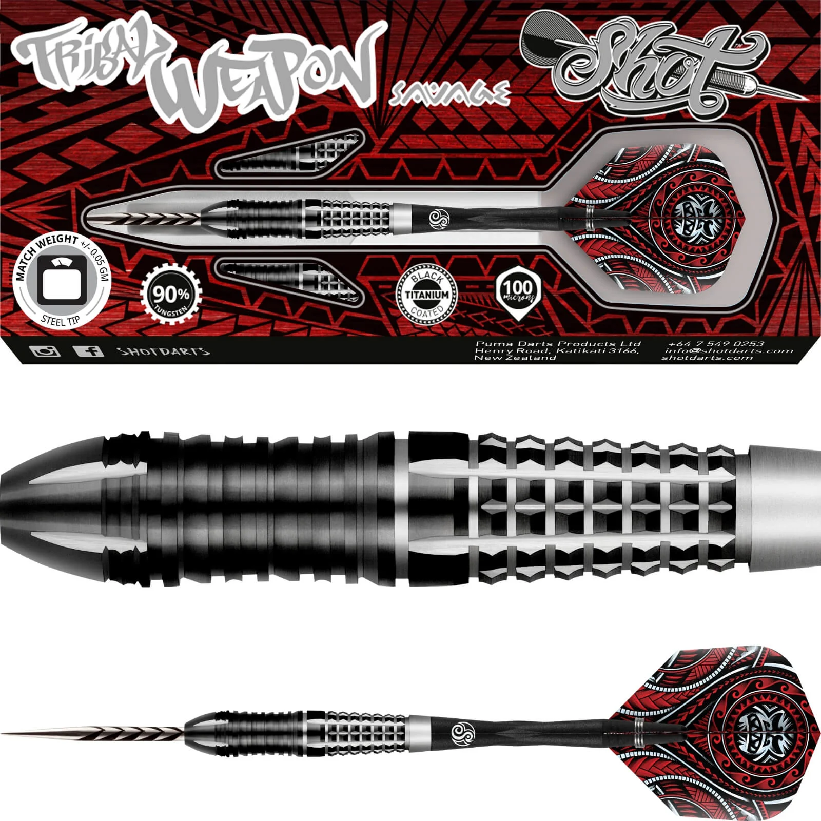 Shot - Tribal Weapon Savage Darts - 90% Tungsten - 22g 23g 24g 25g 26g