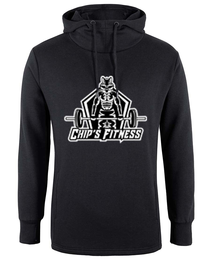 Chip's Fitness Black and White Logo Sports Hoodie