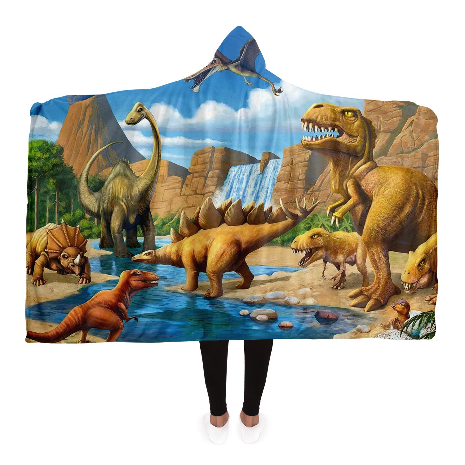 Dinosaur Themed Hooded Blanket