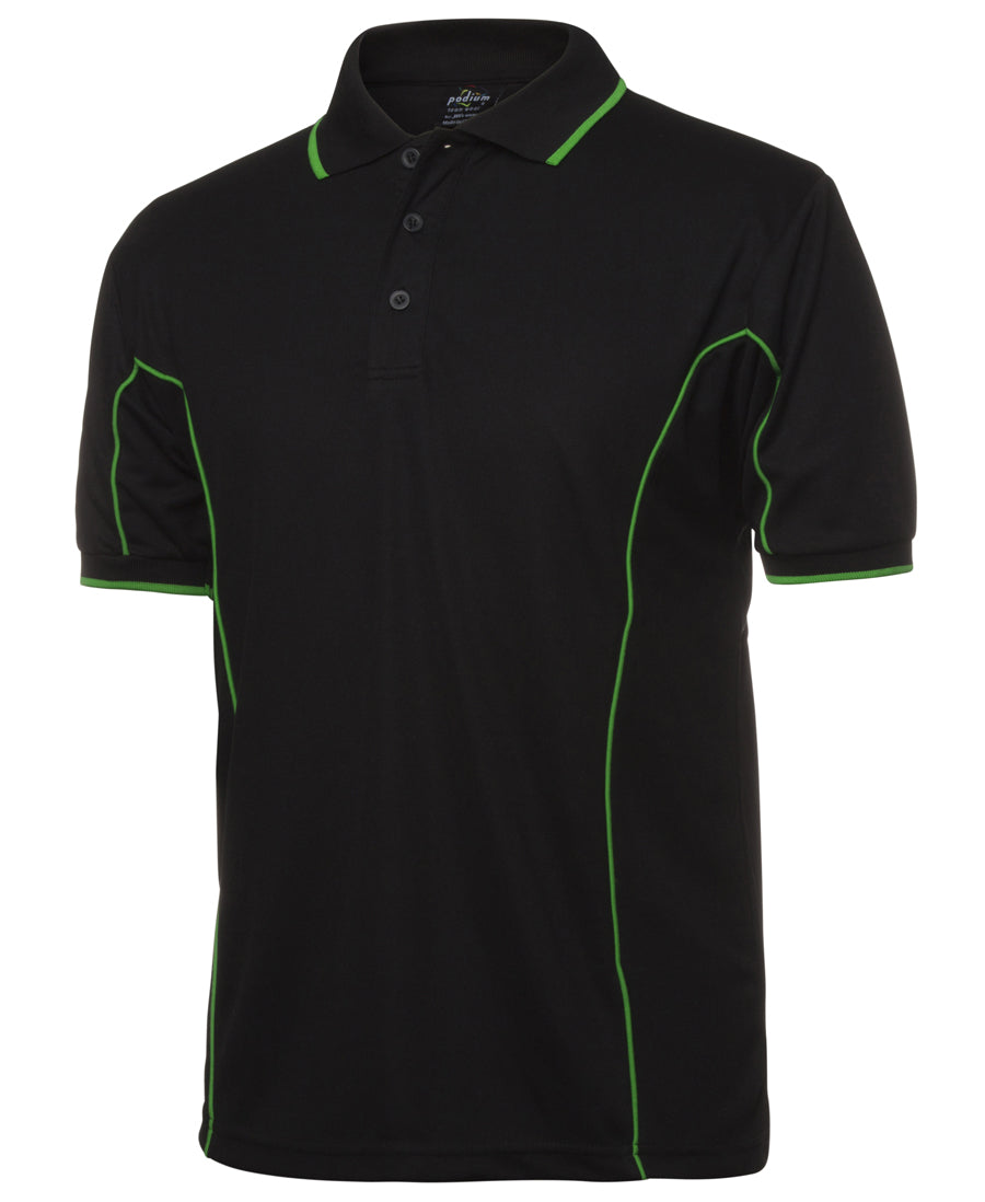 Custom Polo Shirt Black / Green Piping