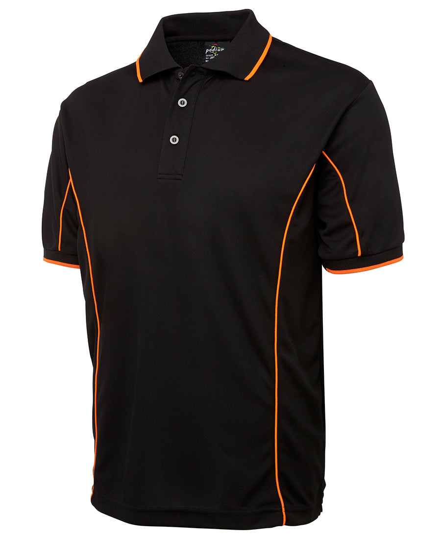 Custom Polo Shirt Gunmetal Grey / Orange Piping