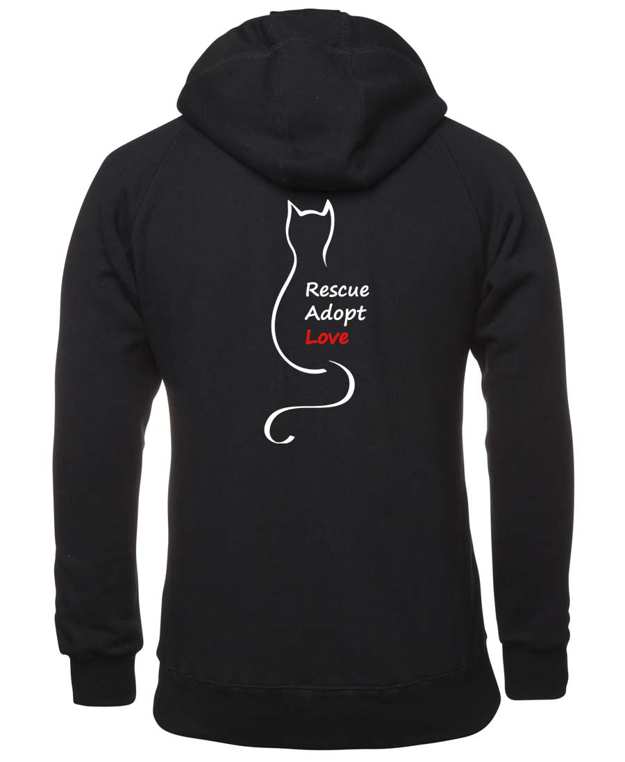 Perth Animal Rescue Double sided Zipped Logo Hoodie with slogan