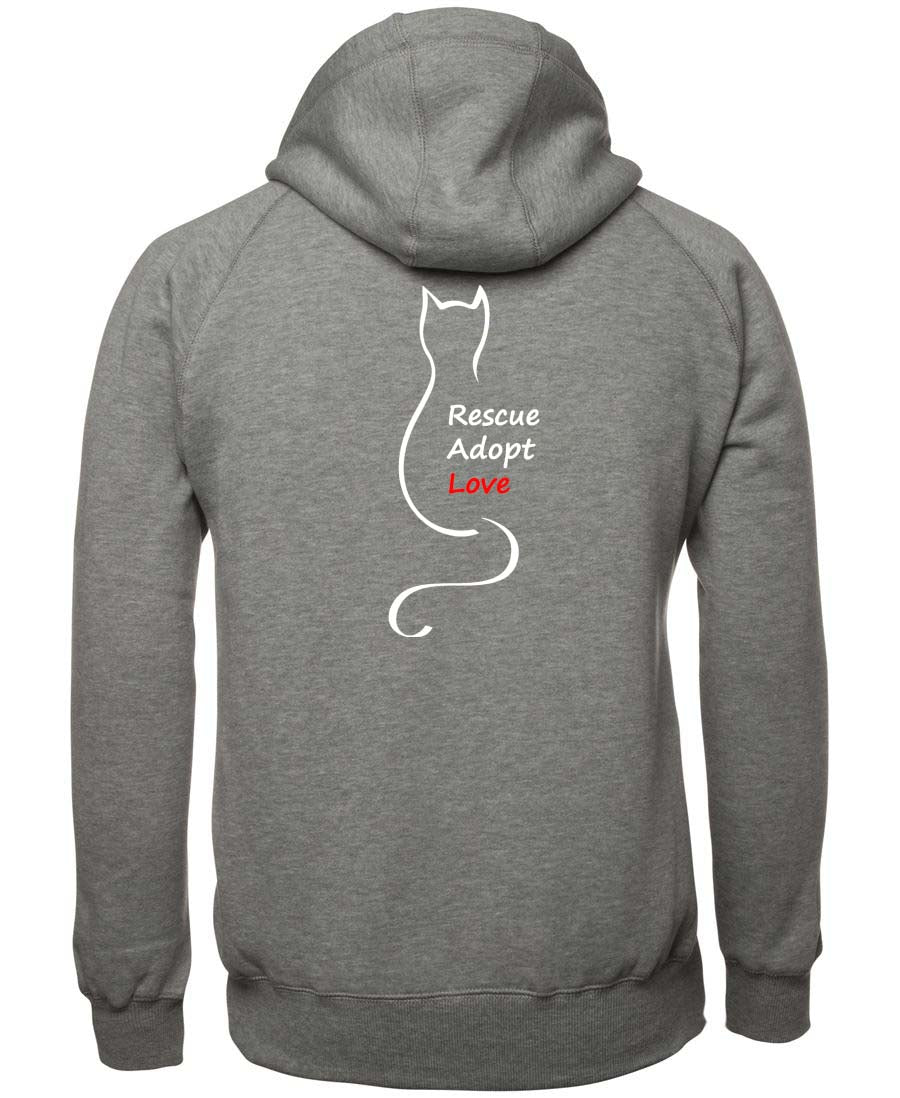 Perth Animal Rescue Double sided Zipped Logo Hoodie with slogan