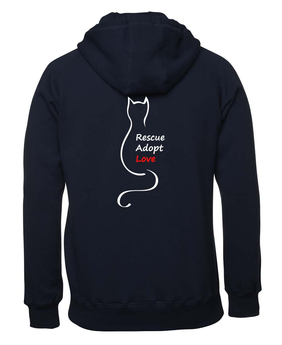 Perth Animal Rescue Double sided Zipped Logo Hoodie with slogan