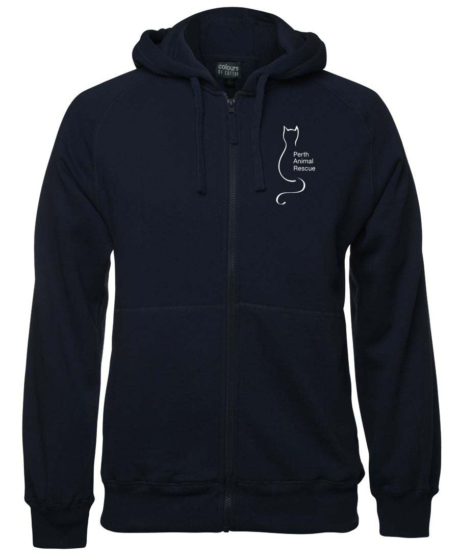 Perth Animal Rescue Double sided Zipped Logo Hoodie with slogan