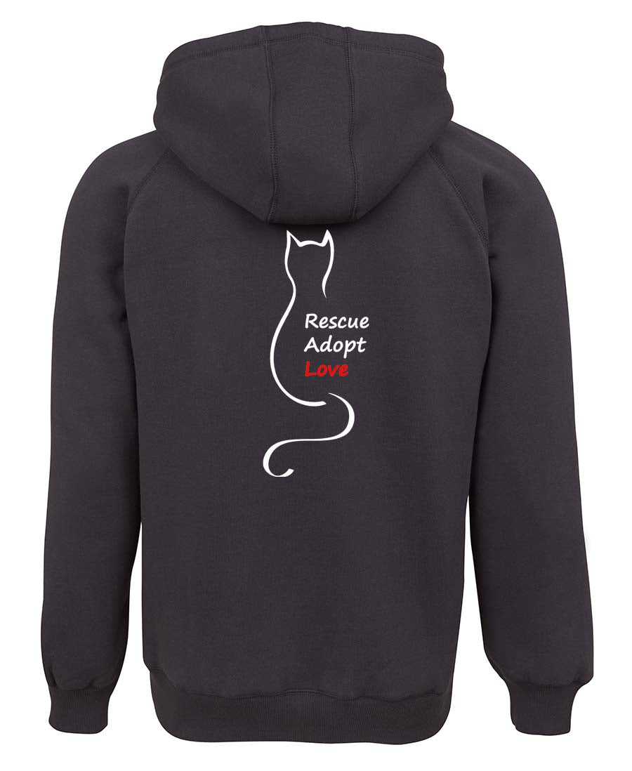 Perth Animal Rescue Double sided Zipped Logo Hoodie with slogan