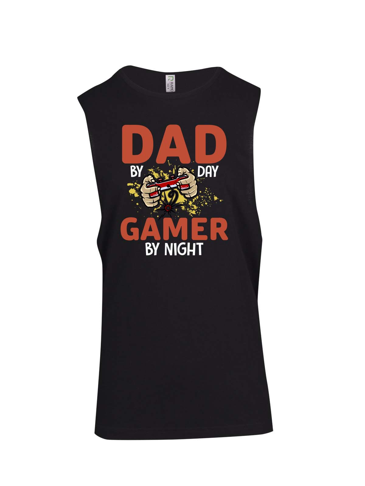 Dad by Day Gamer by Night Logo - Fathers Day Muscle T