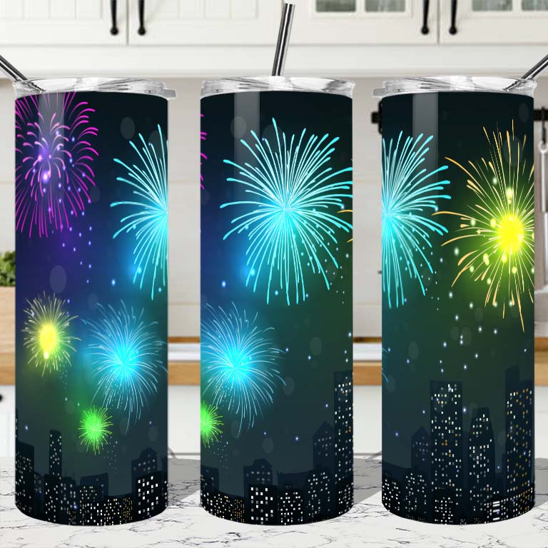 Dark Fireworks design Custom 20oz Tumbler