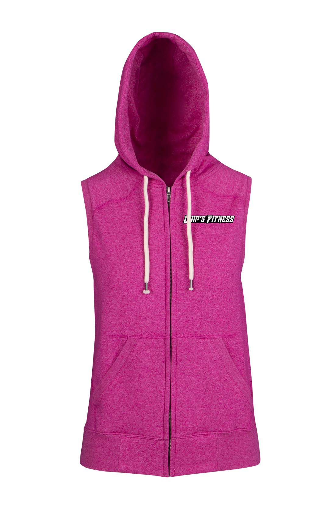 Chip's Fitness - Ladies Heather zip Sleeveless Hoodie