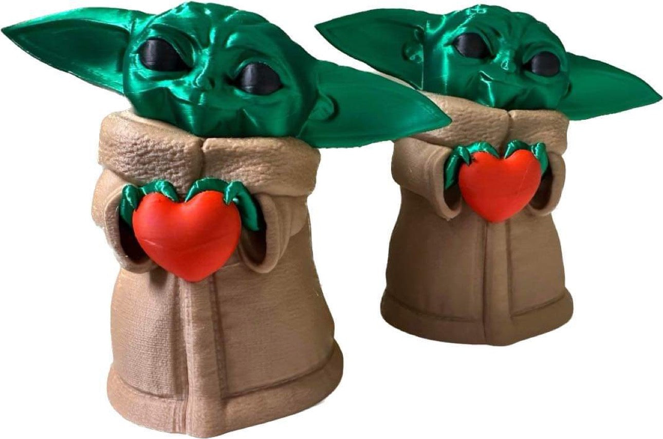 Grogu Valentine Holding Heart
