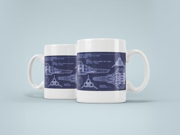 Starship Blueprint Printed Coffee Mug 11oz