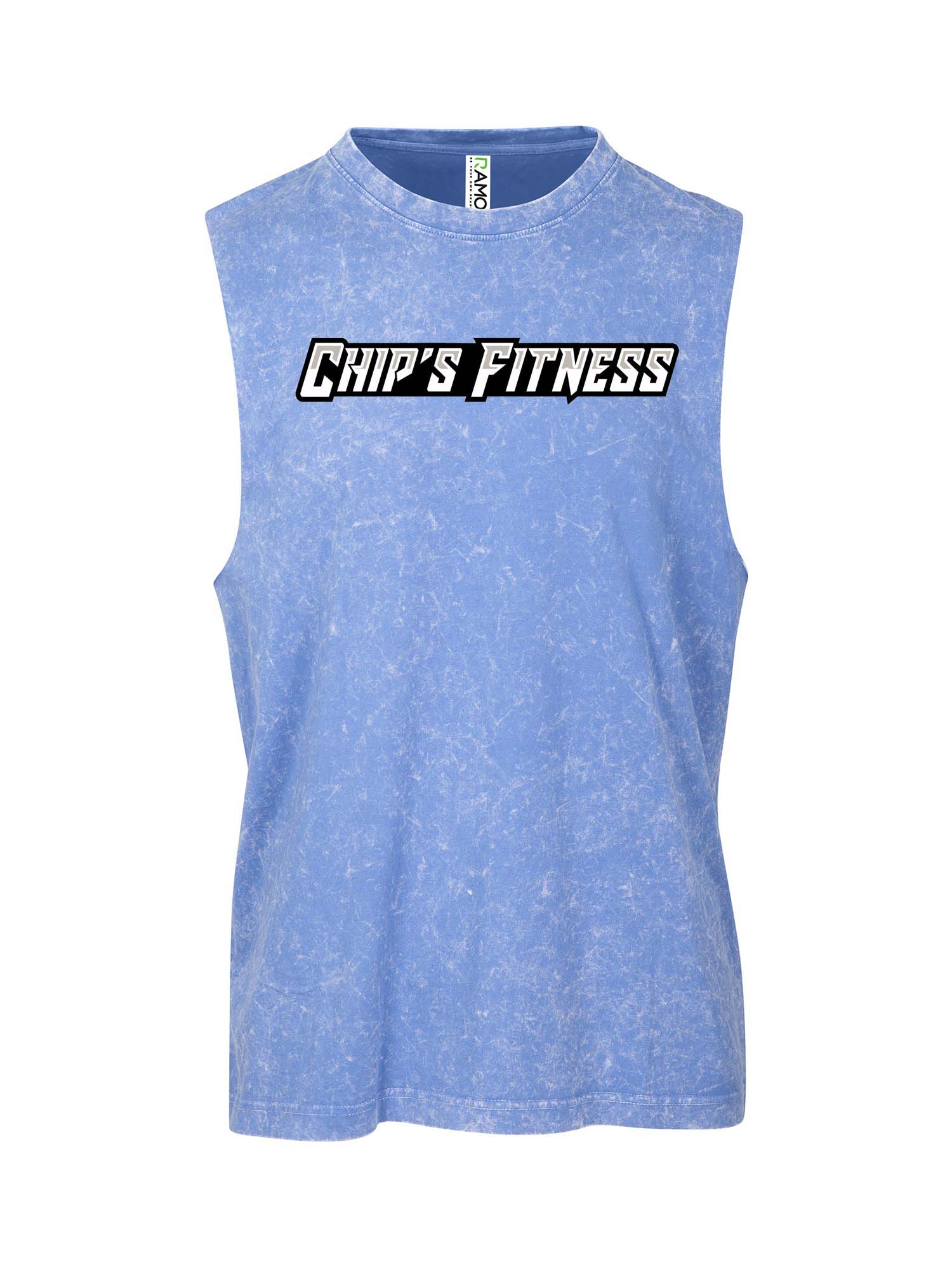 Chip's Fitness Logo Muscle T stone wash double sided
