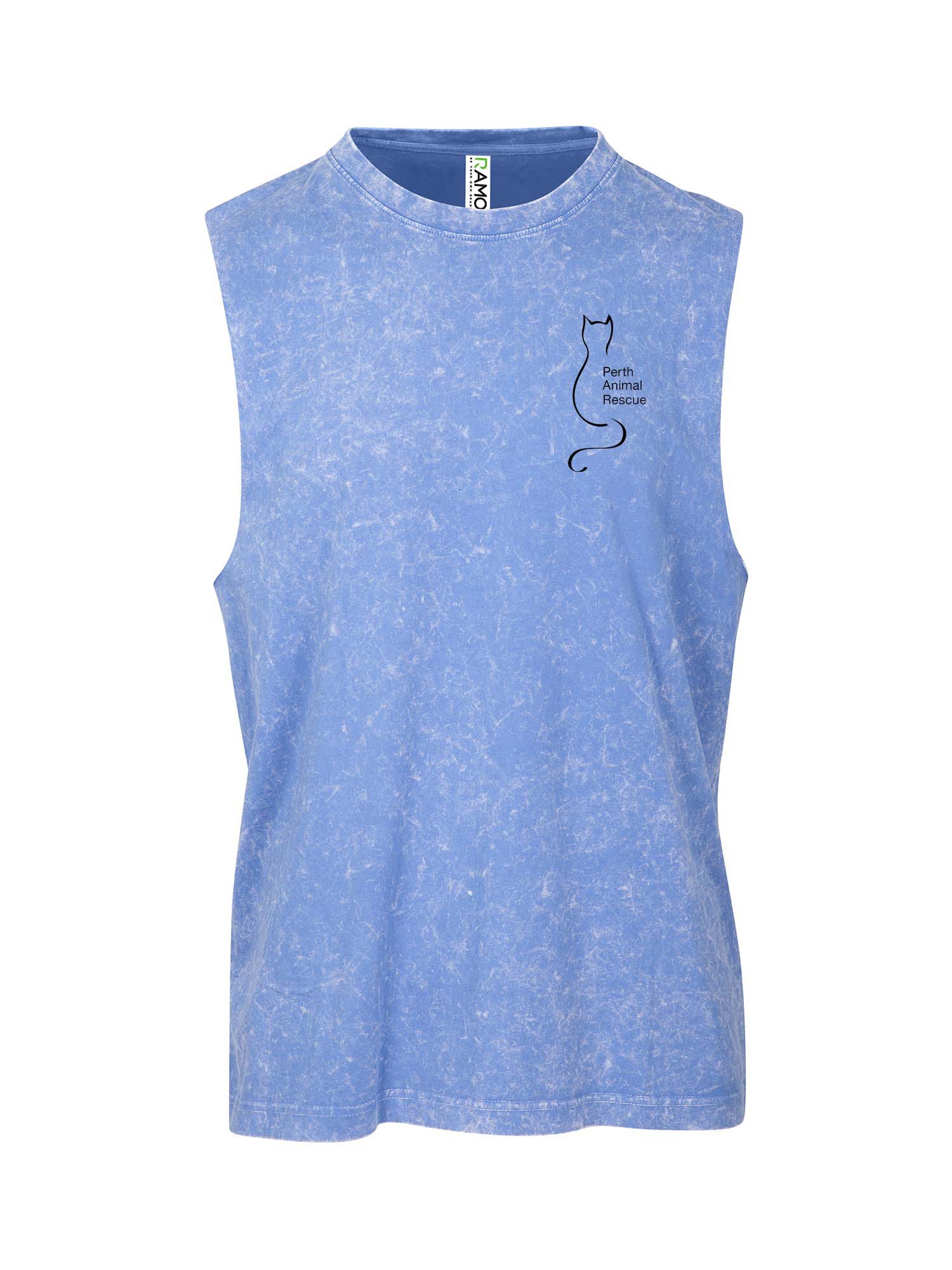Perth Animal Rescue Logo Muscle T stone wash double sided