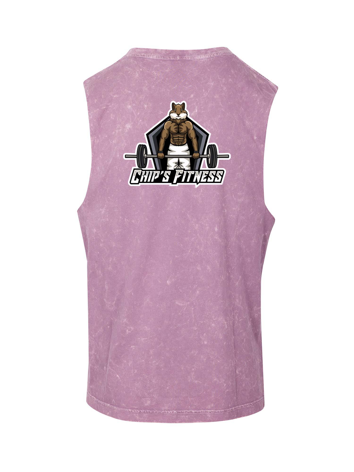 Chip's Fitness Logo Muscle T stone wash double sided