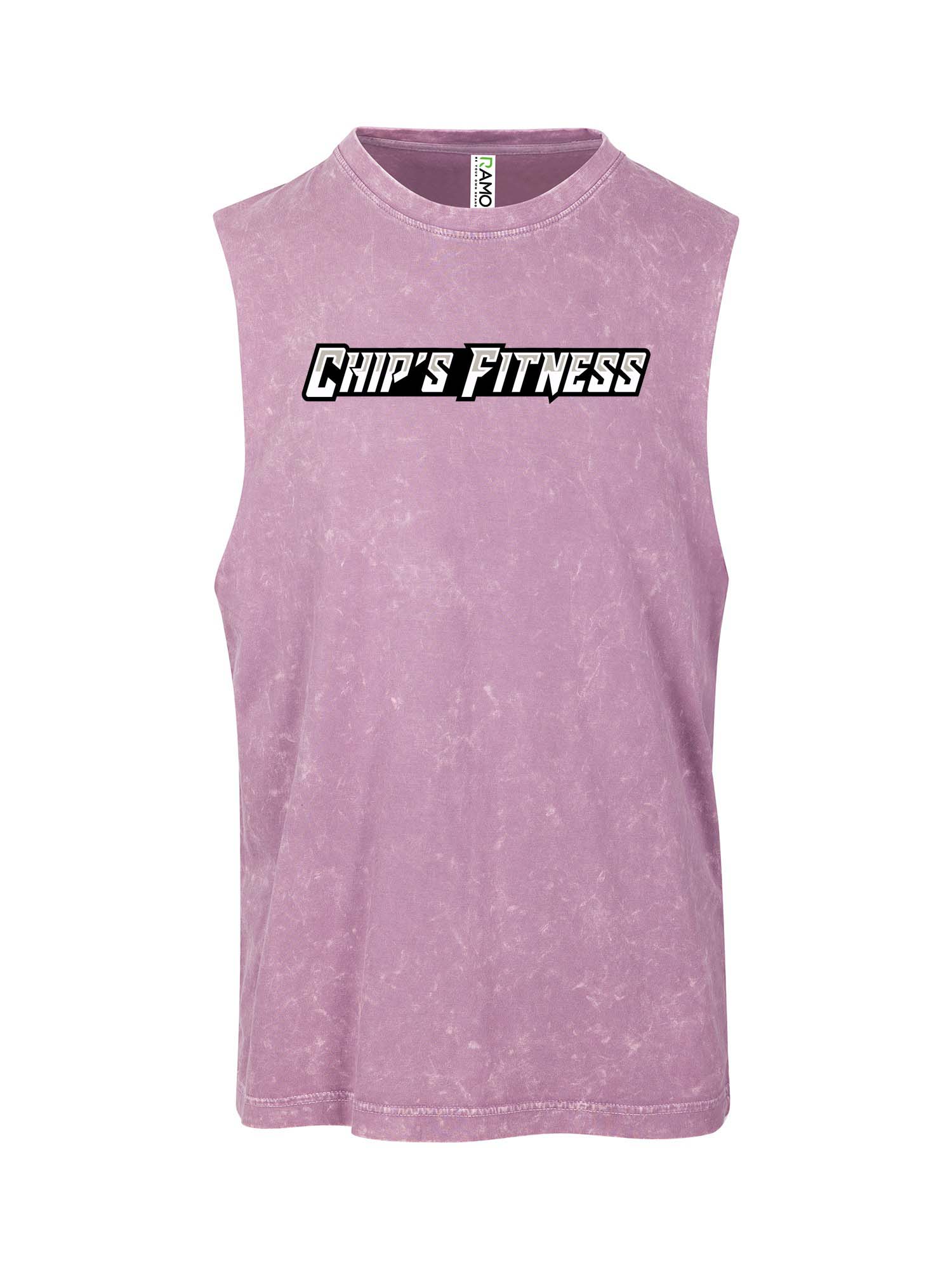 Chip's Fitness Logo Muscle T stone wash double sided