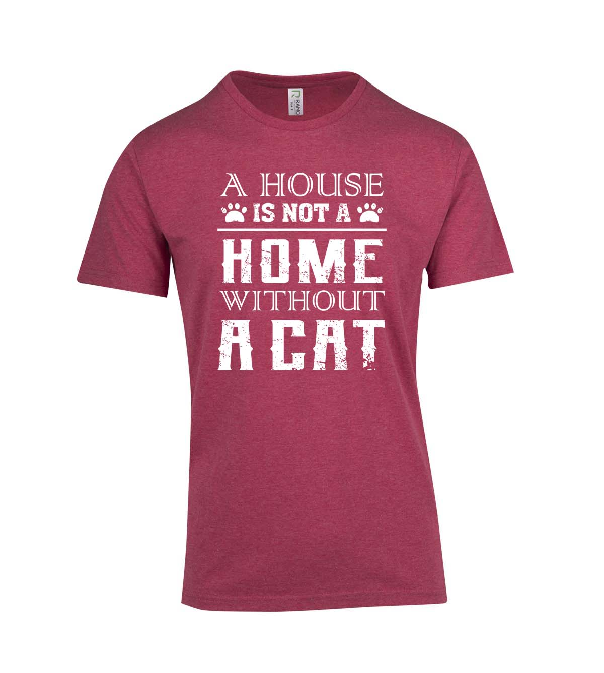 Perth Animal Rescue Double Sided Marl T-shirt - A house is not a home without a cat