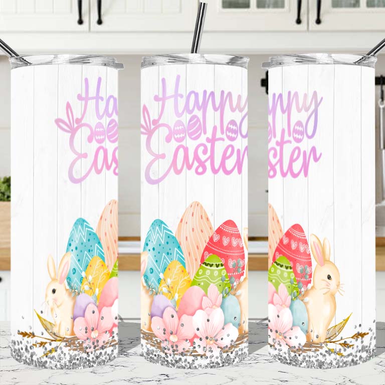 Happy Easter wood design Custom 20oz Tumbler